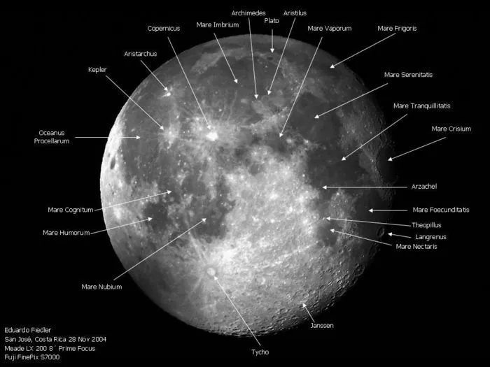 Luna con nombres - Fases - fotos astronómicas AstronoMike.