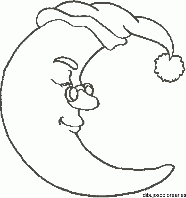 Dibujo de una luna durmiente | Dibujos para Colorear