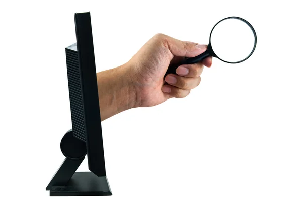 lupa de monitor de mano humana — Foto stock © iamnao #10755212 lupa de monitor de mano humana — Foto stock © iamnao #10755212