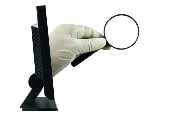 lupa de monitor de mano humana — Foto stock © iamnao #10754988 lupa de monitor de mano humana — Foto stock © iamnao #10754988