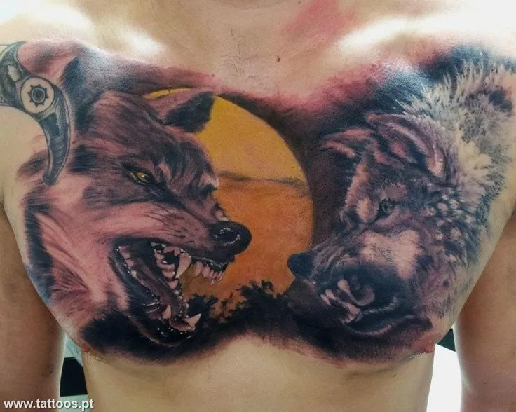 Luta de lobos | Wolf Tattoo | Pinterest