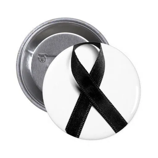 Luto - cinta negra pin redondo 5 cm | Zazzle