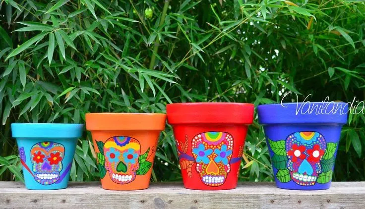 macetas pintadas - calaveras mexicanas | macetas pintadas, varios ...