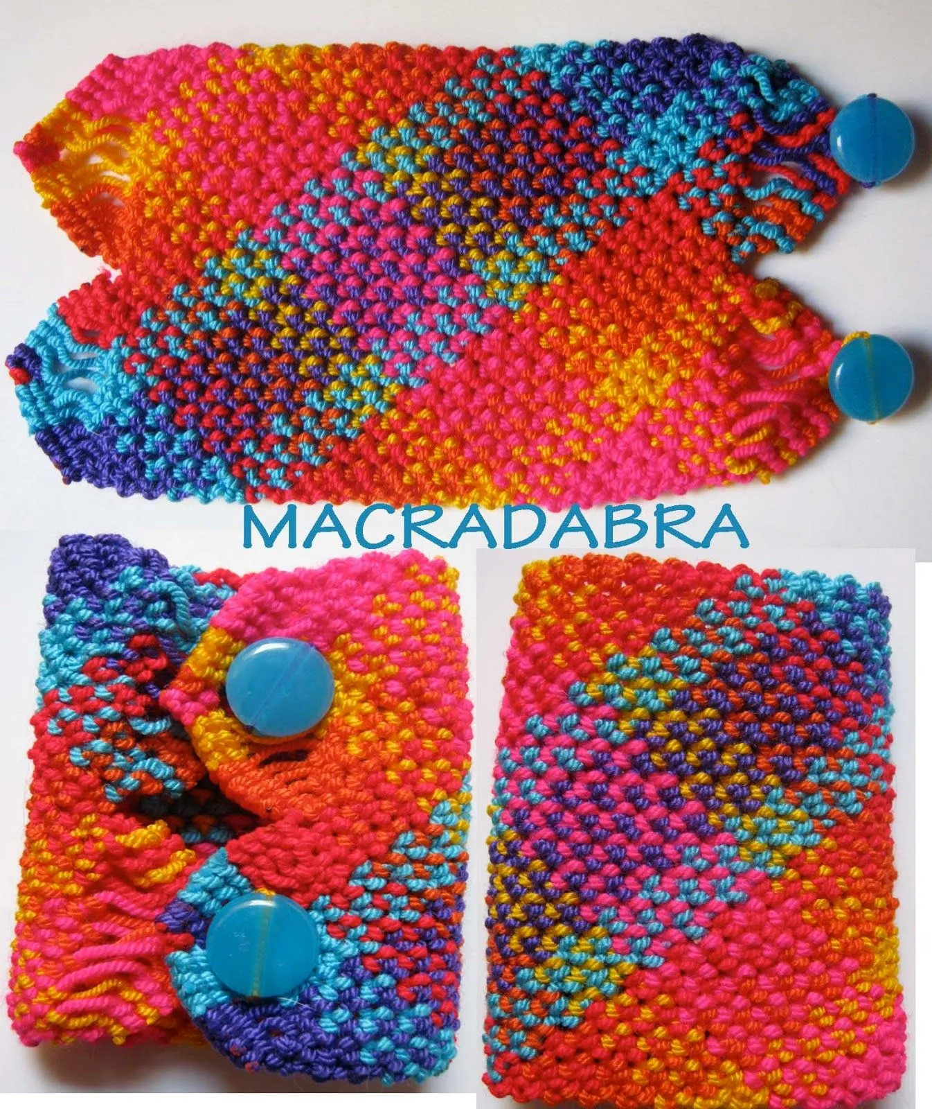 Macradabra: Brazalete Multicolor en Macramé Punto Escoses Macradabra: Brazalete Multicolor en Macramé Punto Escoses