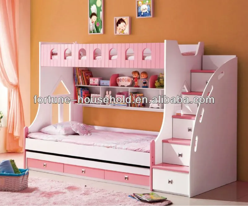 Madera cama doble de diseño, camas literas con escaleras, los ...