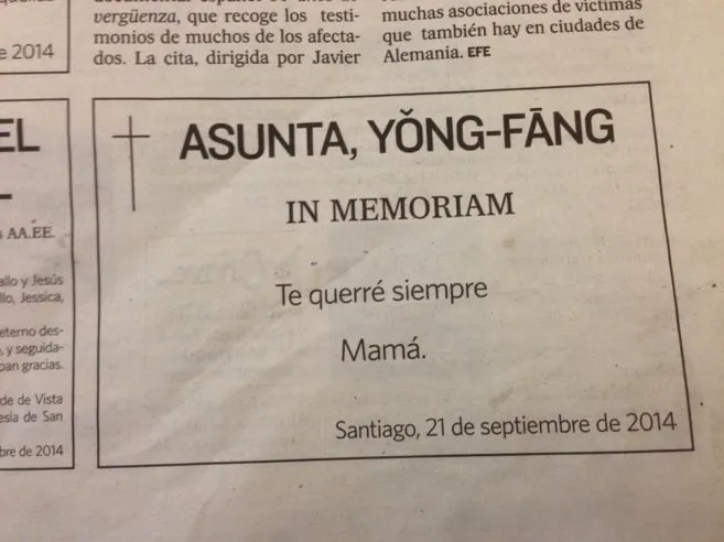 La madre de Asunta encarga desde prisión una esquela en el primer ... La madre de Asunta encarga desde prisión una esquela en el primer ...