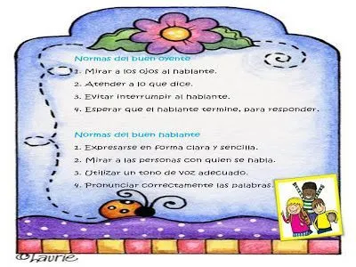 Maestra Asunción: NORMAS DEL BUEN OYENTE Y HABLANTE. | Buen oyente, Maestra  asuncion, Decoración de clase