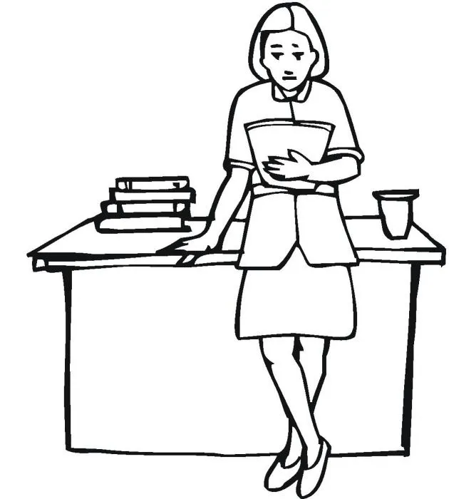 Maestra leyendo en el escritorio para colorear ~ Dibujos para ...