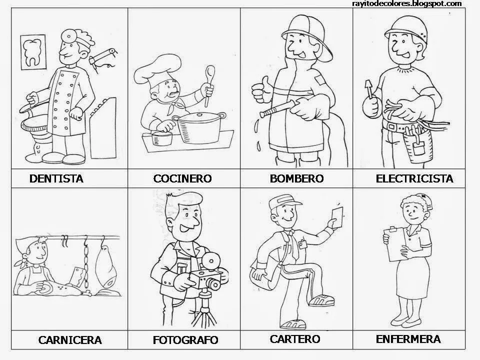 Maestra de Primaria: Dibujos de oficios para colorear. Profesiones.