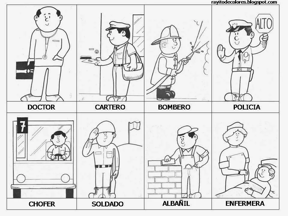 Maestra de Primaria: Dibujos de oficios para colorear. Profesiones. Maestra de Primaria: Dibujos de oficios para colorear. Profesiones.