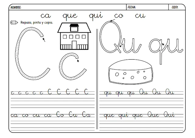 Maestra de Primaria: Fichas para trabajar CA, QUE, QUI, CO, CU. Maestra de Primaria: Fichas para trabajar CA, QUE, QUI, CO, CU.