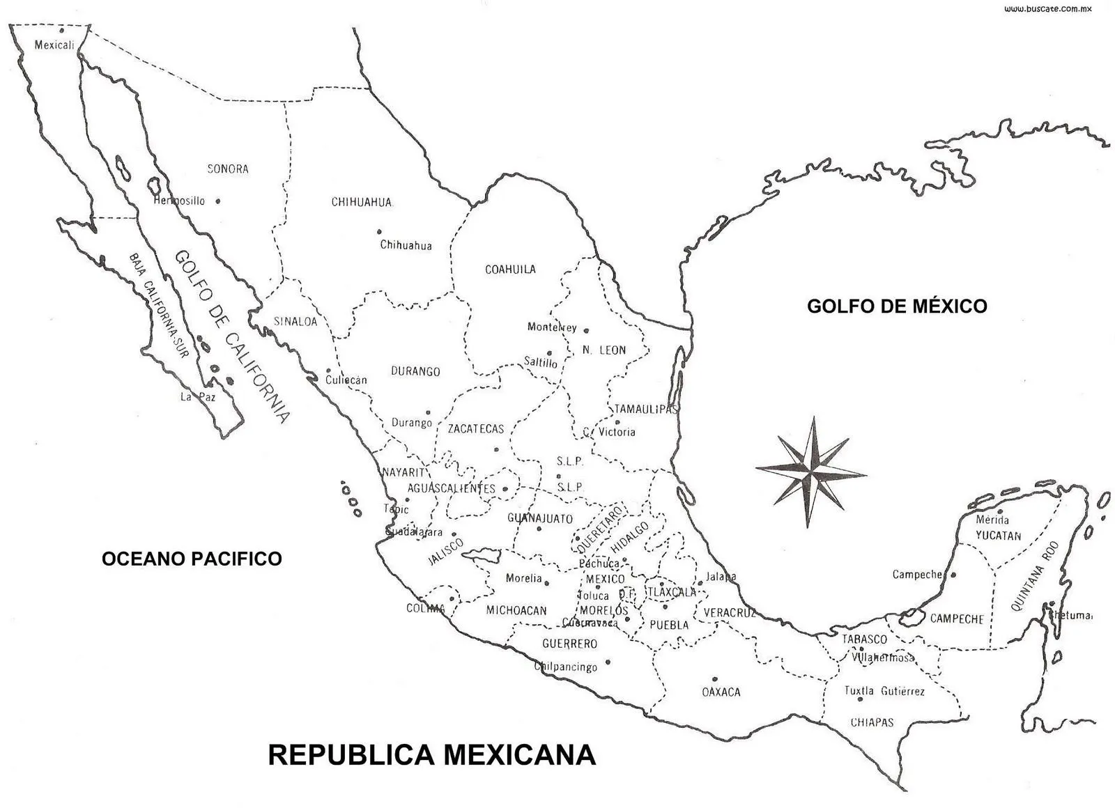 De maestro a maestro: Mapa de México con división política con nombres De maestro a maestro: Mapa de México con división política con nombres