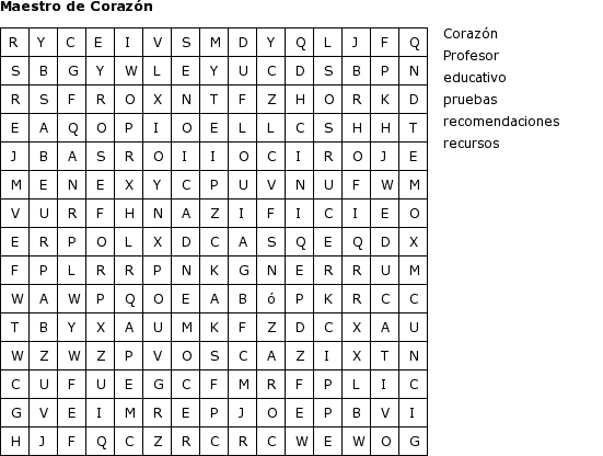 Maestros de Corazón: Generador de sopa de letras Maestros de Corazón: Generador de sopa de letras