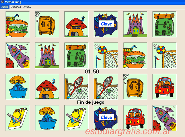 Juego memoria rapidez niños descargar gratis