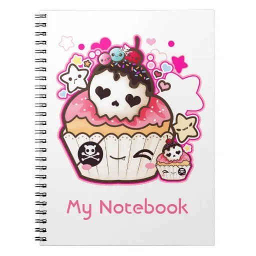 Magdalena del cráneo de Kawaii con las estrellas y Libretas ... Magdalena del cráneo de Kawaii con las estrellas y Libretas ...
