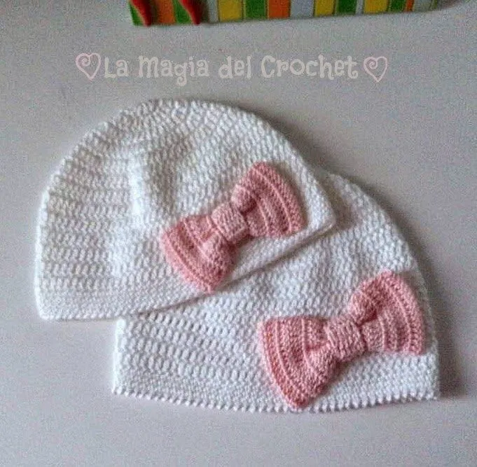 La Magia del Crochet: GORRO DE BEBÉ A CROCHET CON LACITO