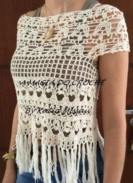 A MAGIA DO CROCHÊ - Katia Missau: Blusa de Crochê com Franjas ...