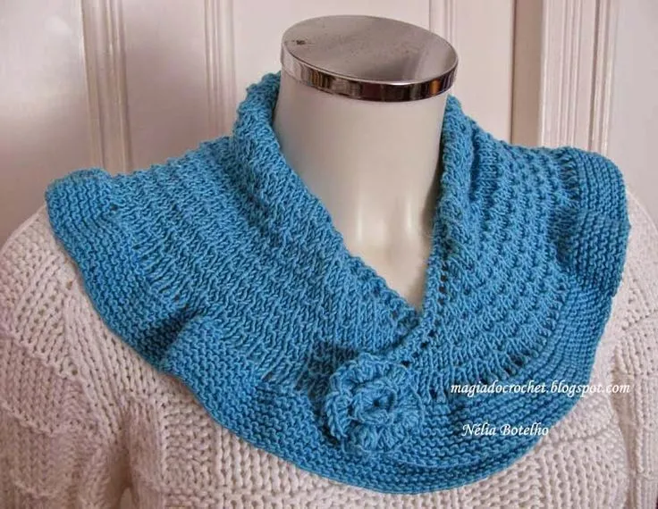 Magia do Crochet Lenço ou pequeno xaile em tricot | O meu tricot ... Magia do Crochet Lenço ou pequeno xaile em tricot | O meu tricot ...