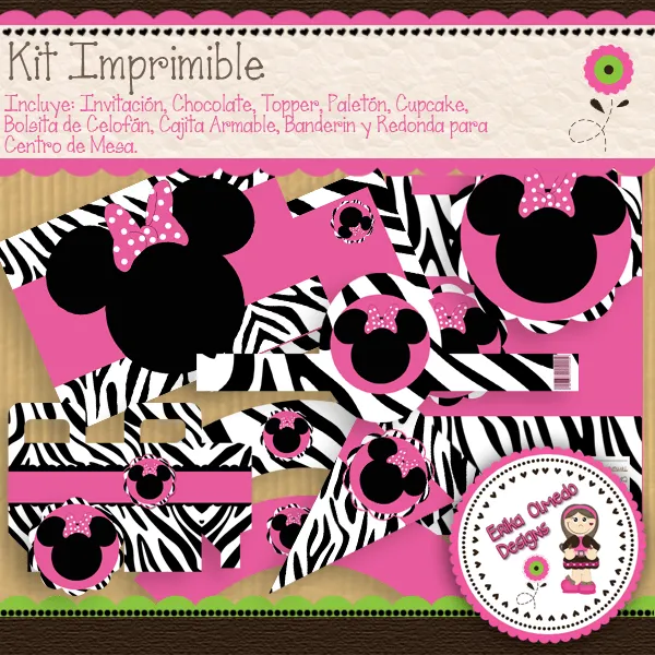 Magic Crafts: ★ Kit Imprimible Minnie Mouse Zebra ★ Magic Crafts: ★ Kit Imprimible Minnie Mouse Zebra ★