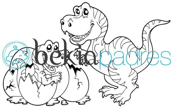 Mamá y bebé dinosaurio: dibujo para colorear Mamá y bebé dinosaurio: dibujo para colorear