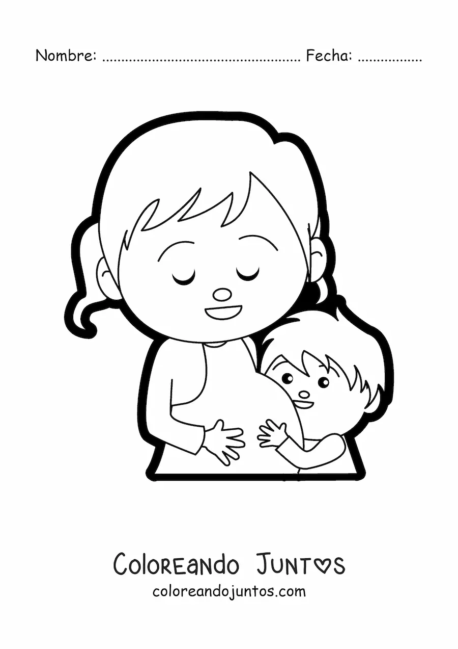 Mamá embarazada con niño | Coloreando Juntos