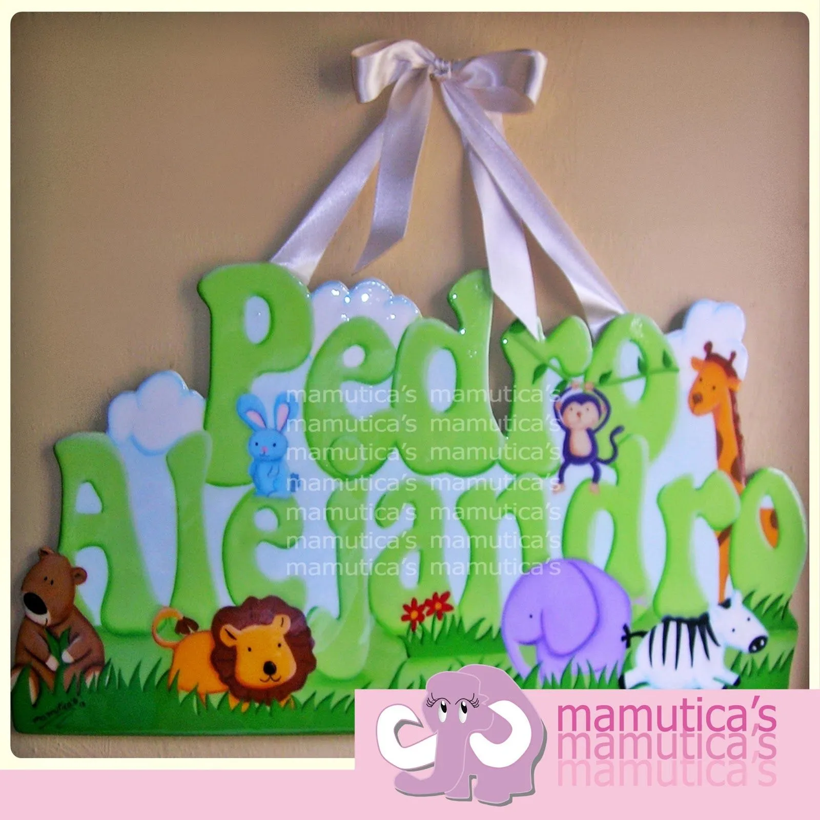 Mamutica's: Letrero con nombre para decorar la puerta - motivo: Safari Mamutica's: Letrero con nombre para decorar la puerta - motivo: Safari