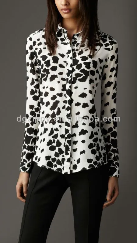 Manchado de los animales camisa de seda de impresión para elegante ... Manchado de los animales camisa de seda de impresión para elegante ...