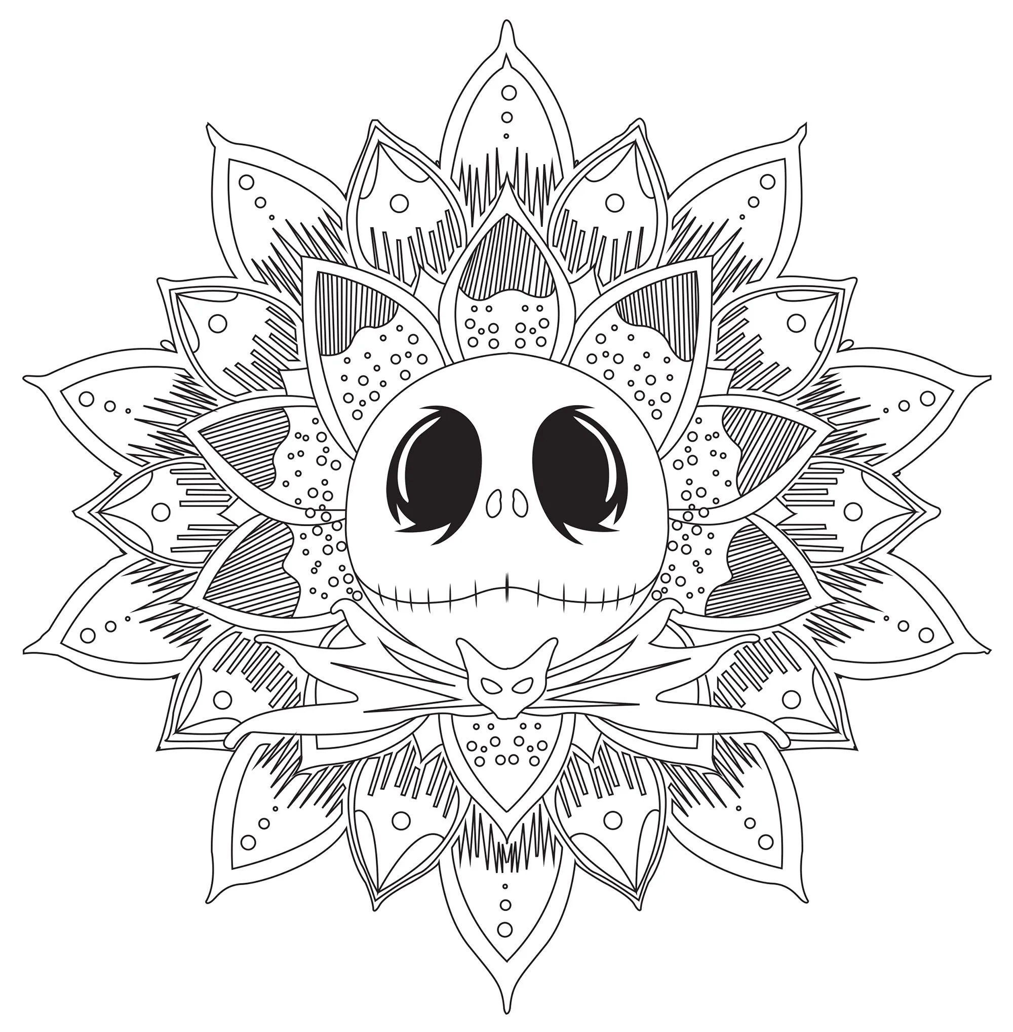 Mandala de Jack Skellington - Mandalas - Colorear para Adultos Mandala de Jack Skellington - Mandalas - Colorear para Adultos