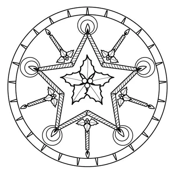 Mandala de Navidad: dibujo para colorear e imprimir Mandala de Navidad: dibujo para colorear e imprimir