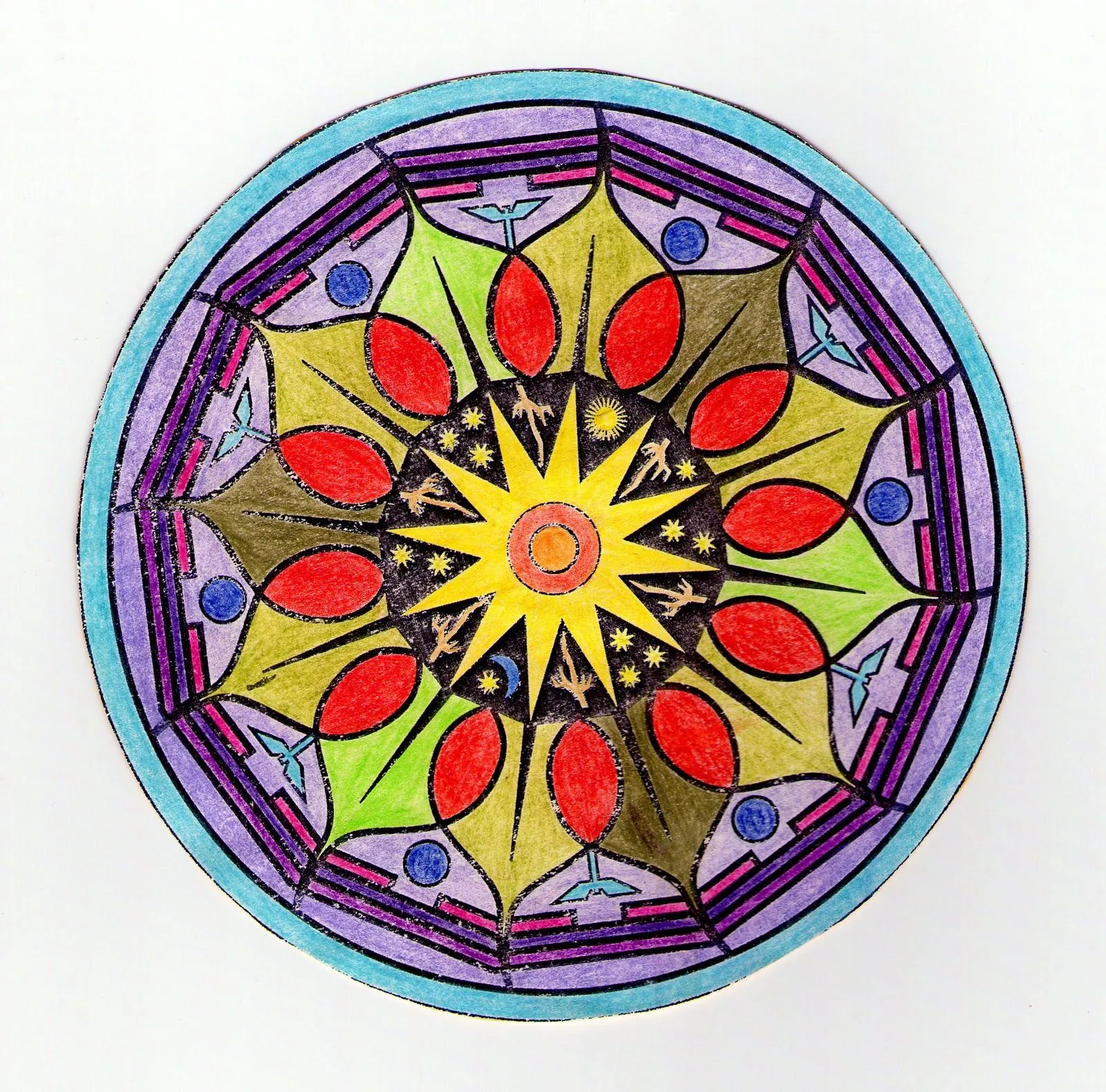 Mandalas Para Pintar: Mandala corazón con ejemplo pintado Mandalas Para Pintar: Mandala corazón con ejemplo pintado