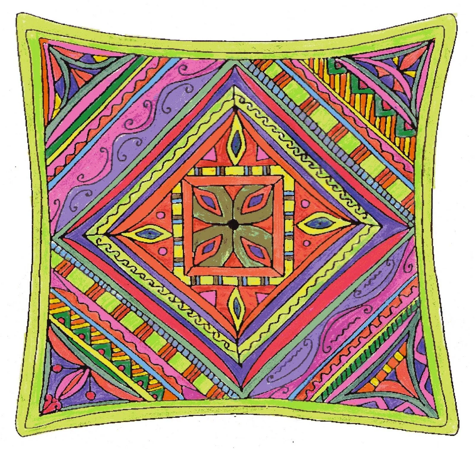 Mandalas Para Pintar: Mandala étnico con ejemplo pintado Mandalas Para Pintar: Mandala étnico con ejemplo pintado
