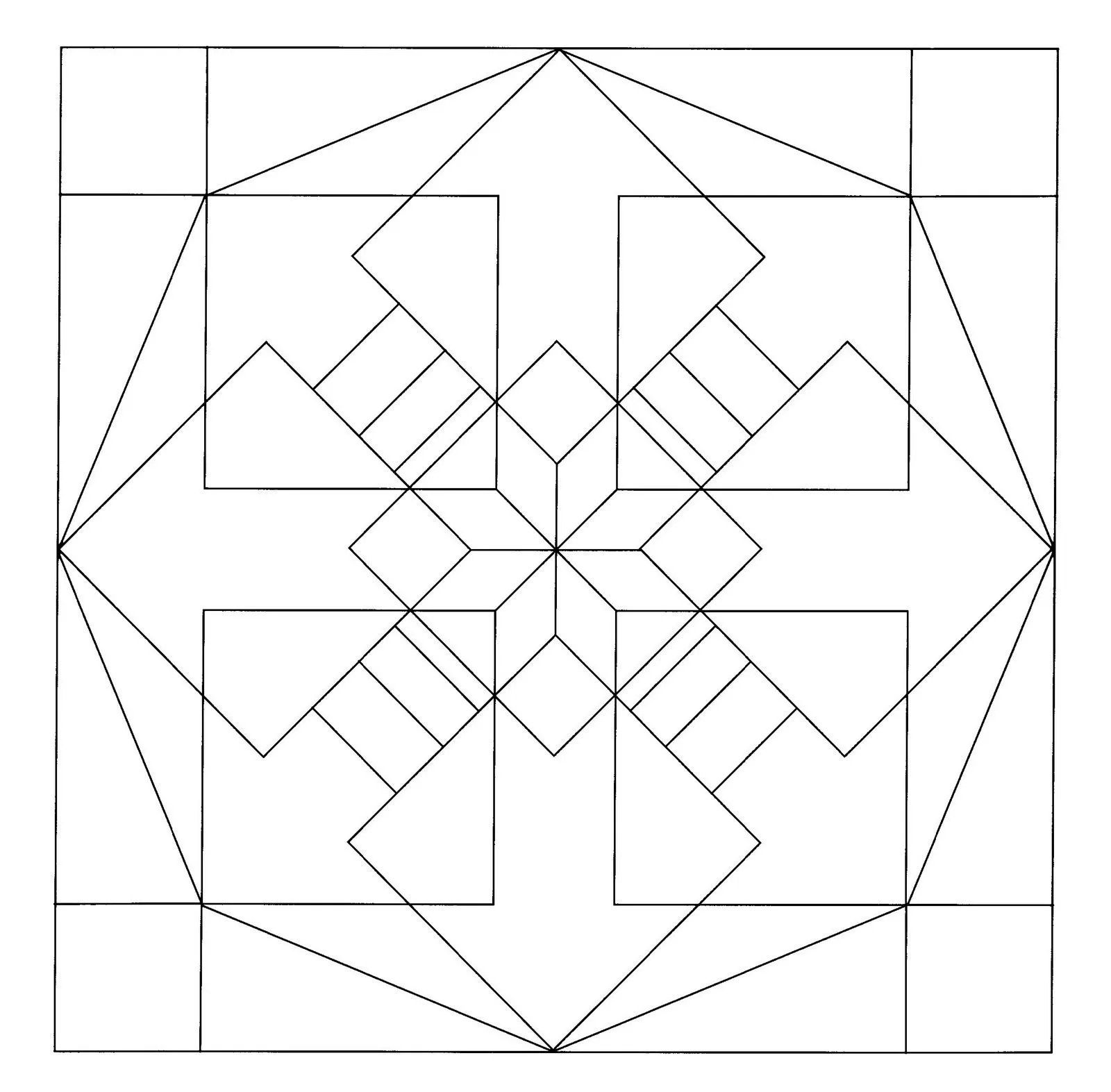 Mandalas Para Pintar: Mandala geométrico dentro de un octágono Mandalas Para Pintar: Mandala geométrico dentro de un octágono