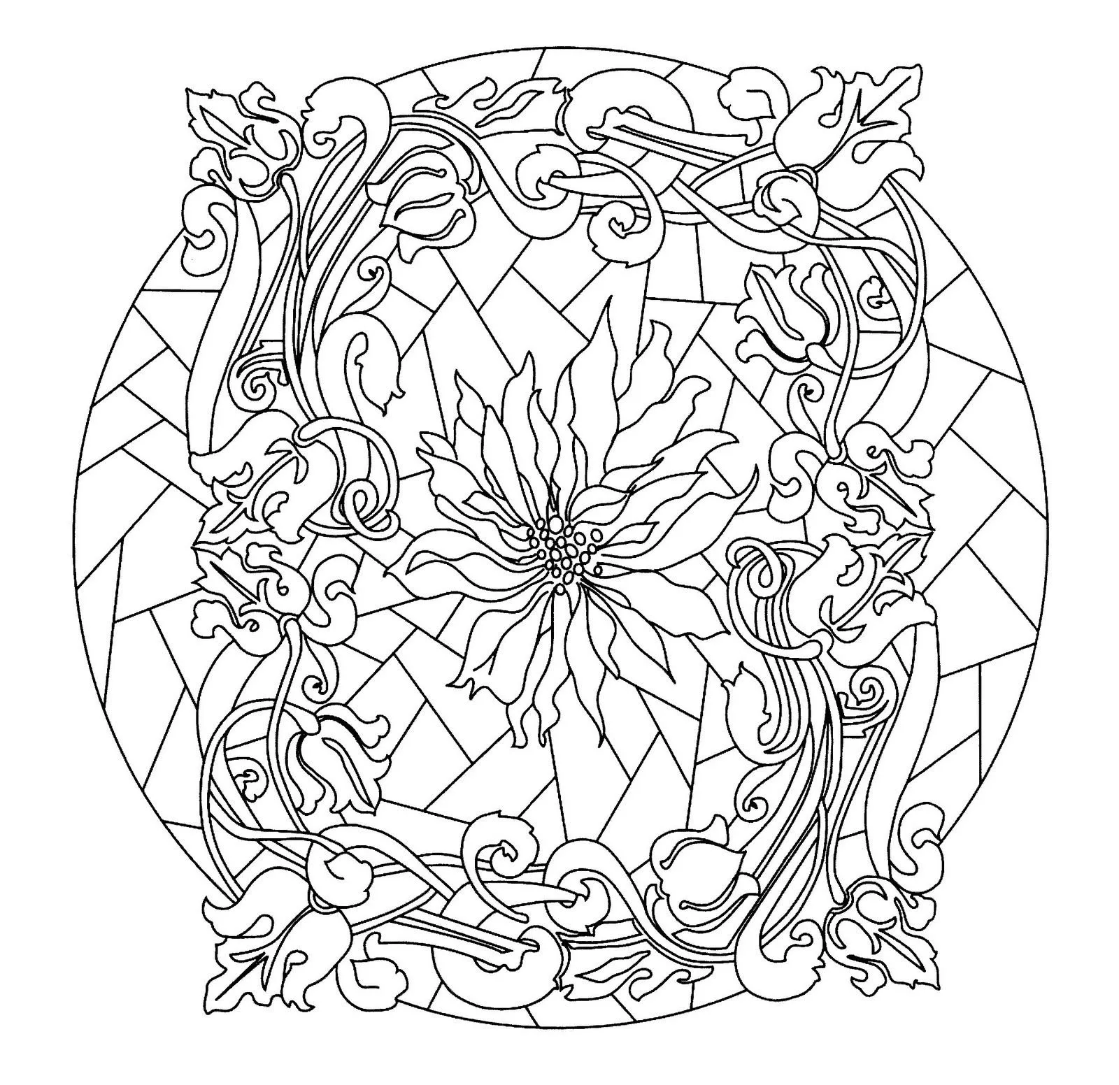 Mandalas Para Pintar: Mandala con vidriera floral Mandalas Para Pintar: Mandala con vidriera floral