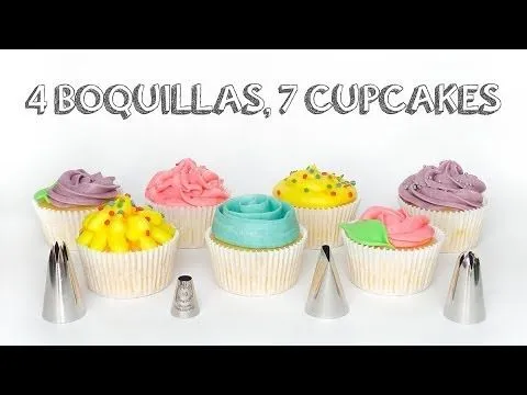 7 maneras de decorar cupcakes, con 4 boquillas - YouTube 7 maneras de decorar cupcakes, con 4 boquillas - YouTube