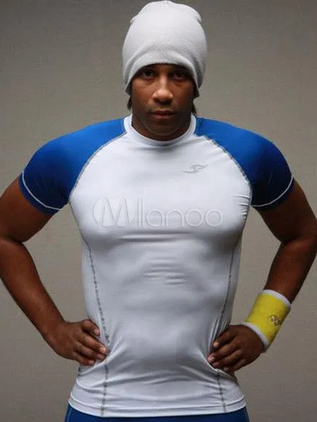 Manga corta de algodón para correr los hombres guapos de cuello ...