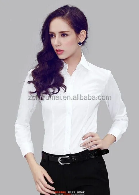 De manga larga camisa señora de la oficina, Para mujer de la ... De manga larga camisa señora de la oficina, Para mujer de la ...
