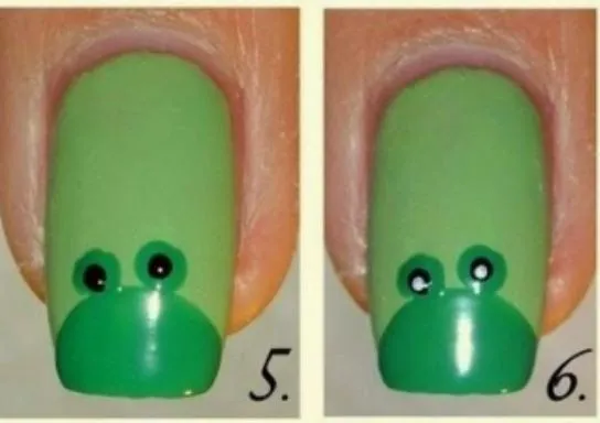 Manicura con dibujo de sapito DIY ~ Manoslindas.com Manicura con dibujo de sapito DIY ~ Manoslindas.com