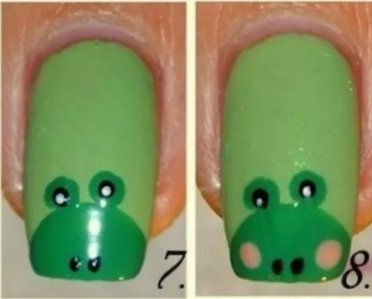 Manicura con dibujo de sapito DIY ~ Manoslindas.com Manicura con dibujo de sapito DIY ~ Manoslindas.com