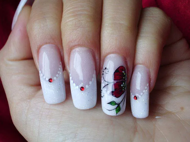 Manicura Francesa con Flores | 21 Diseños de Uñas - ε Diseños e ...