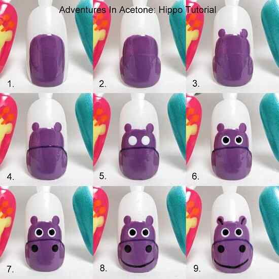 Manicura de hipopótamos paso a paso | Decoración de Uñas ...
