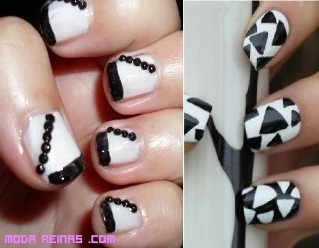 Manicuras en blanco y negro muy sencillas