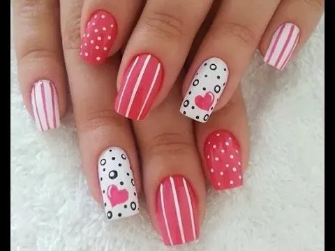 COMO HACER UNA MANICURE CON CORAZON PARA SAN VALENTIN - YouTube