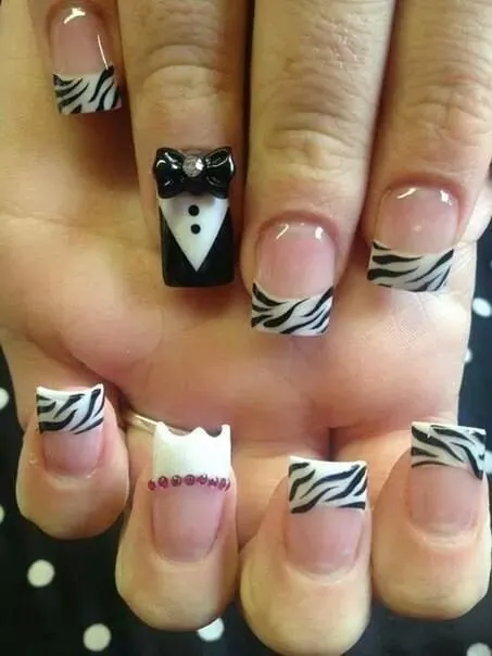 Manicure diseño "novio y novia"