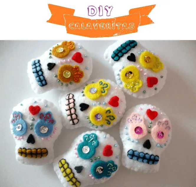manitas de gato: Día de Muertos: calaveritas de fieltro