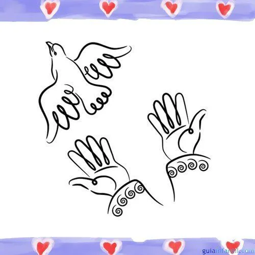 Manos enviando la Paloma de la Paz. Dibujos para colorear ... Manos enviando la Paloma de la Paz. Dibujos para colorear ...