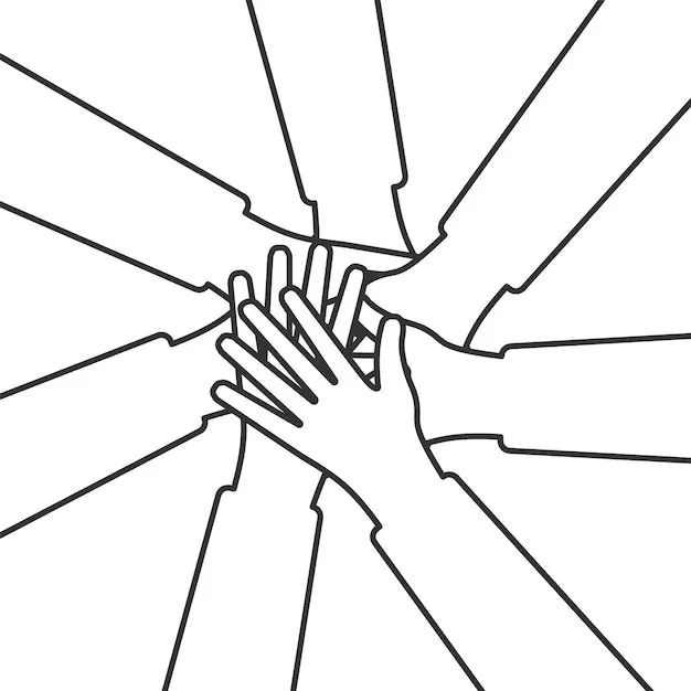 Manos de un grupo diverso de personas juntándose. cooperación, compañerismo, asociación, acuerdo, trabajo en equipo, eps 10 | Vector Premium Manos de un grupo diverso de personas juntándose. cooperación, compañerismo, asociación, acuerdo, trabajo en equipo, eps 10 | Vector Premium