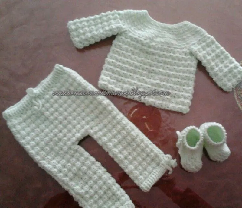 Manos de hadita: Conjunto a crochet bebé en verde agua Manos de hadita: Conjunto a crochet bebé en verde agua