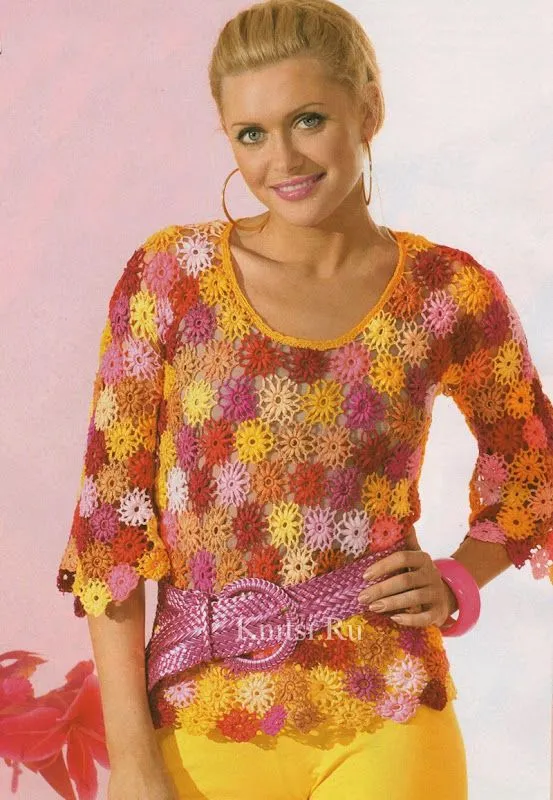 DE MIS MANOS TEJIDOS Y MAS...: Dos lindas blusas en cuadrados