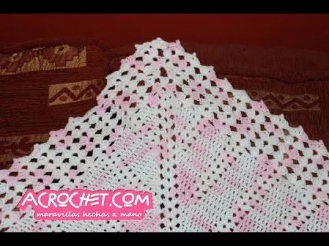 Manta conchitas y enteros tejida a crochet - cenefa - YouTube