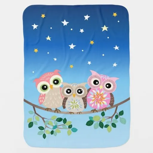 Manta linda soñolienta del bebé de 3 búhos mantitas para bebé | Zazzle Manta linda soñolienta del bebé de 3 búhos mantitas para bebé | Zazzle